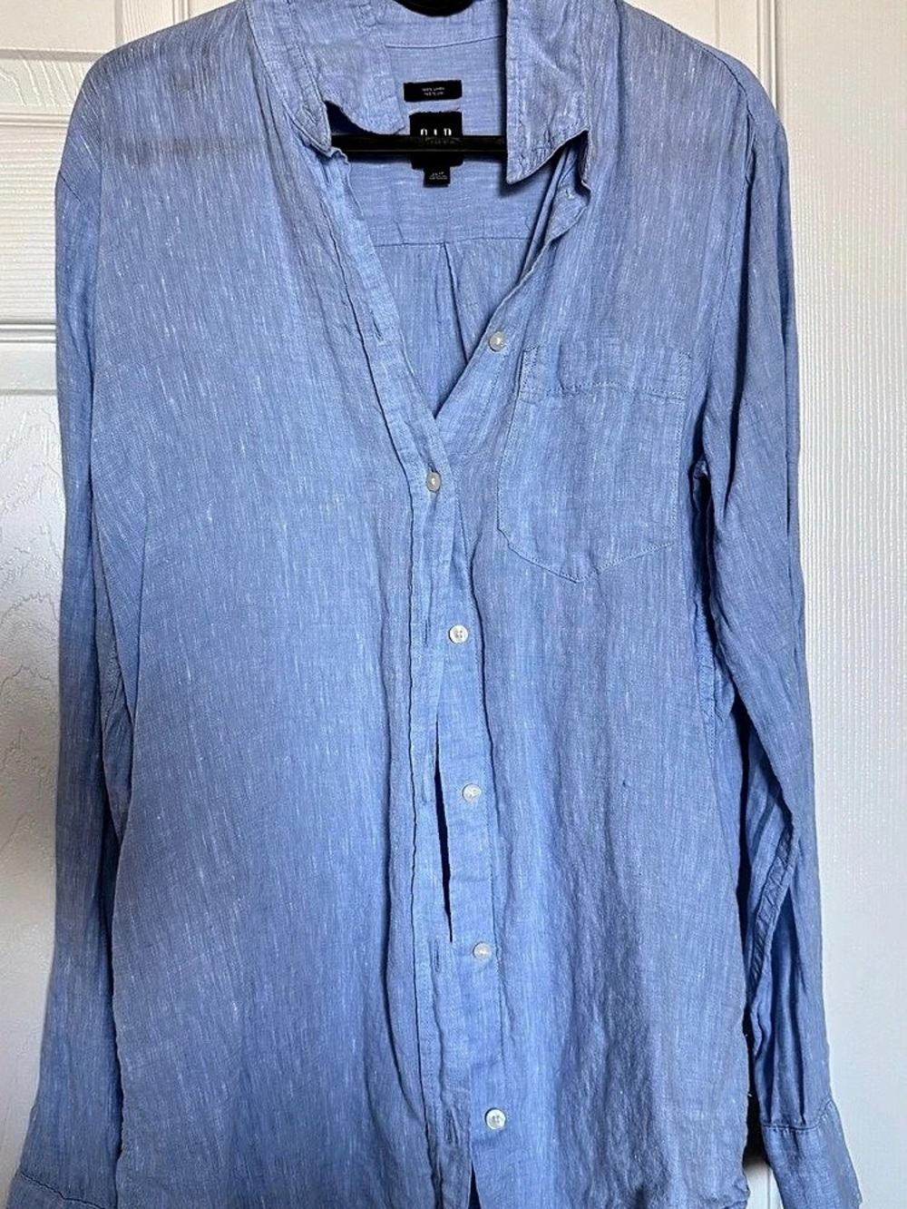 Gap 100% Linen Boyfriend Shirt Blue Size XS